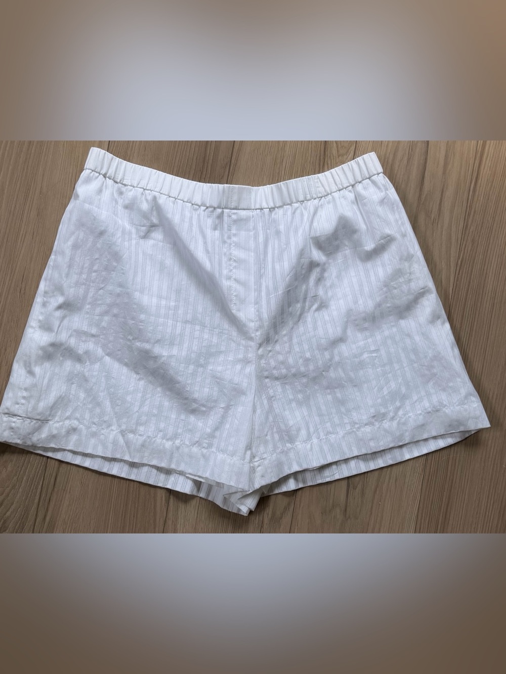 THEORY White Linear Cotton Lined Boxer Shorts NWT $245 Retail